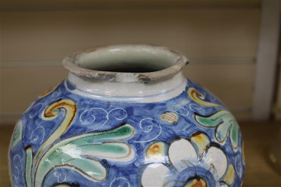 An 18th century Italian maiolica jar